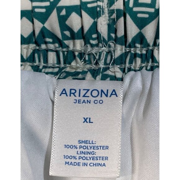 Arizona Jean Co. Mens XL Polyester Drawstring Green Geometric Print Swim Short - Picture 10 of 10